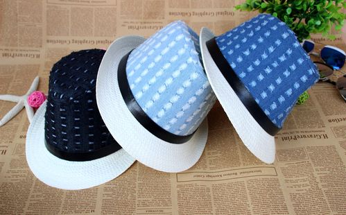 淘宝爆款 韩国版牛仔布男女童爵士帽 遮阳沙滩帽子批发 厂家直销